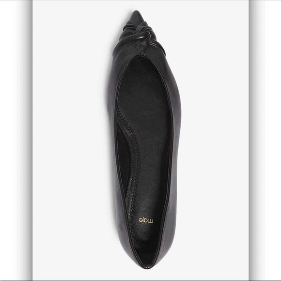 Maje Ballerina Black Leather Pointy Toe Flats Size 40 US 9.5 - Picture 8 of 9